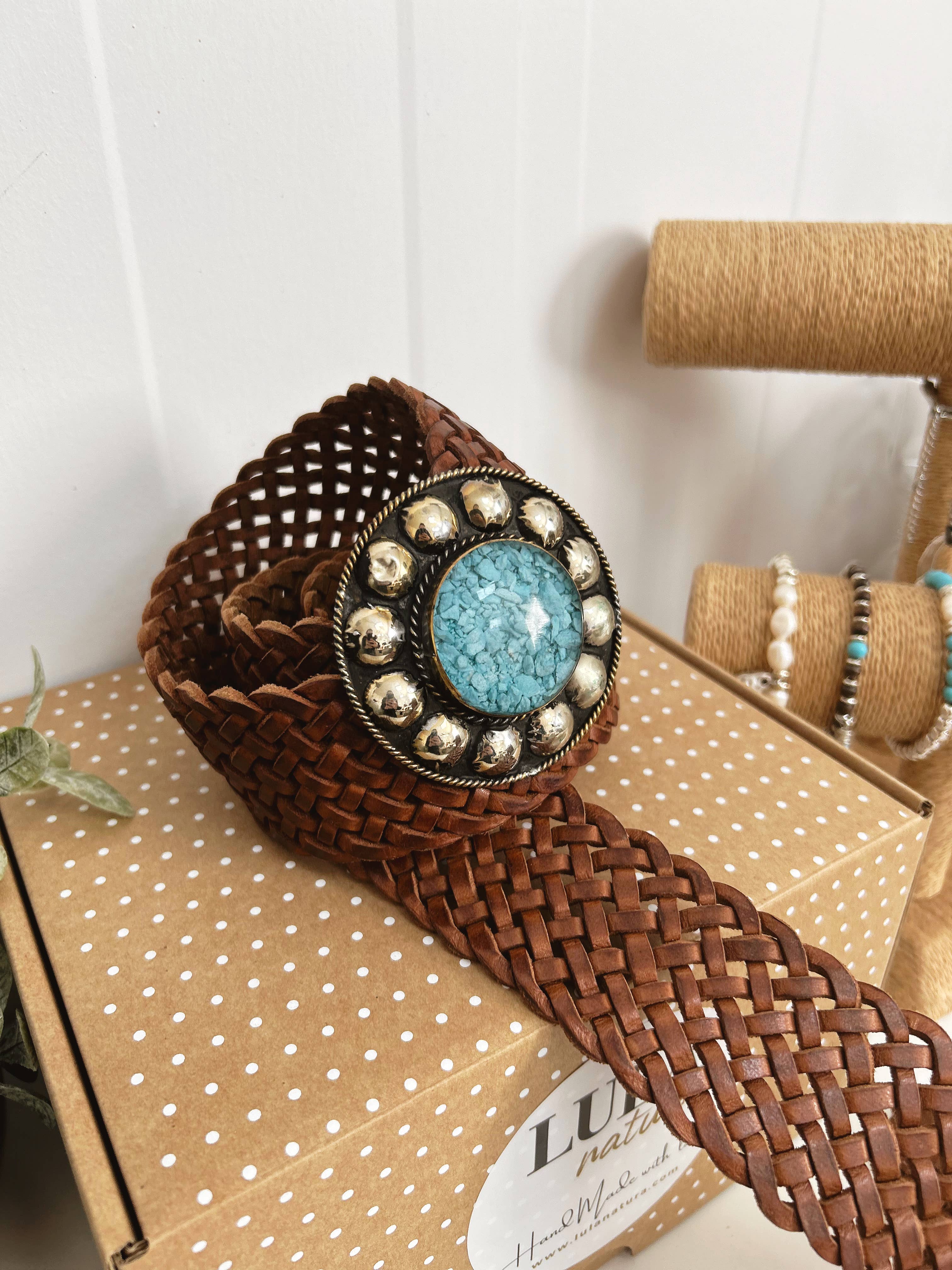 Saturn Brown Leather Belt