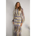 RUCHED LONG CHIFFON DRESS
