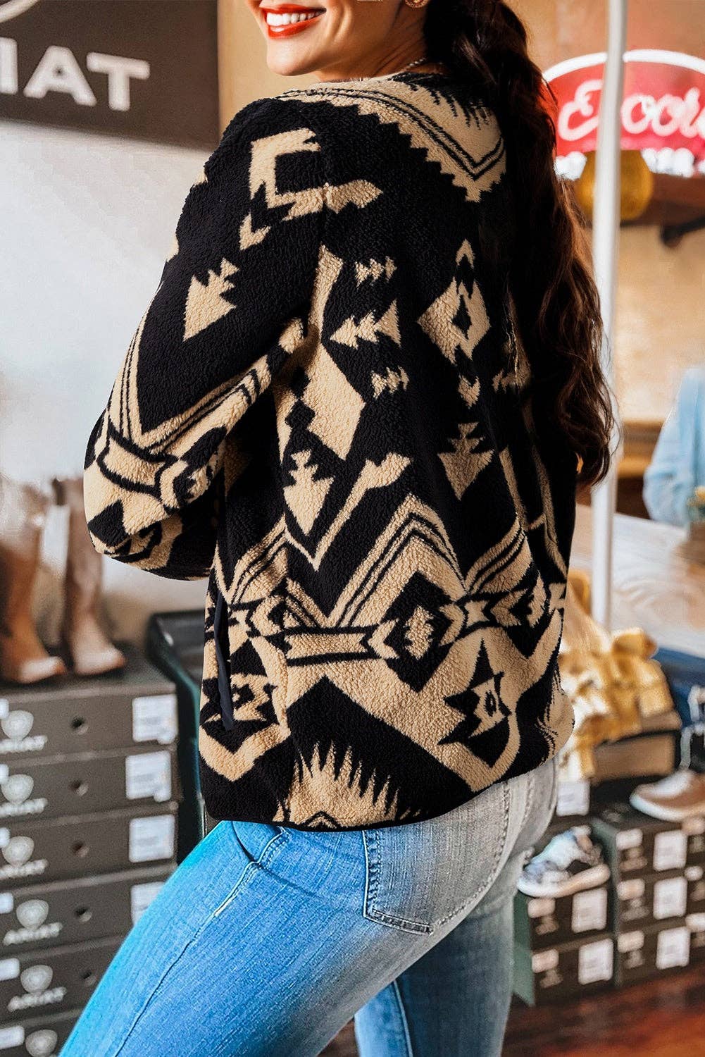 Aztec Half Zip Plush Sweatshirt