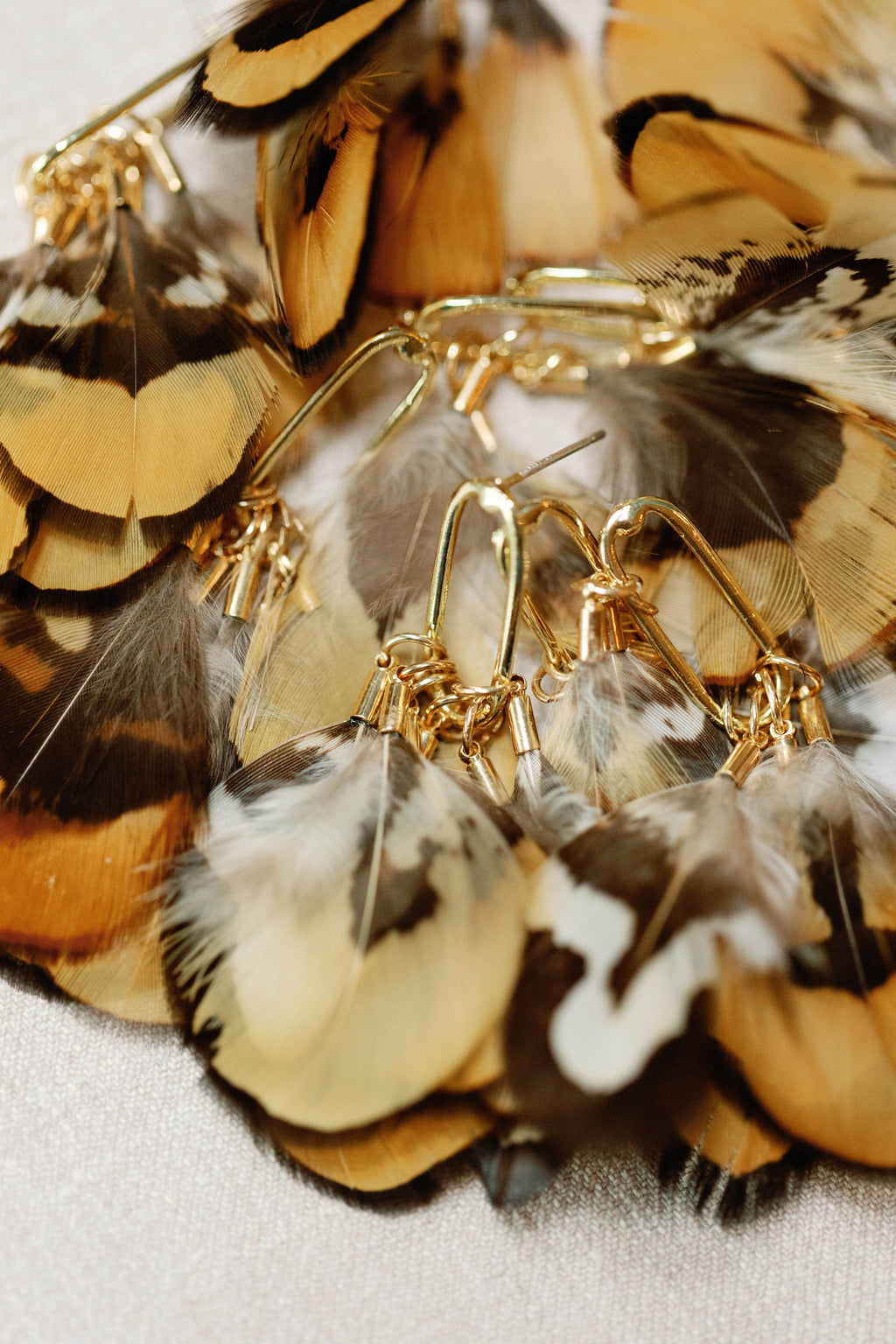 Quail Feather Fall Statement Tassel Earrings