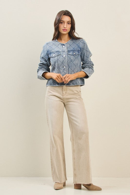 Diamond Stitched Denim Jacket