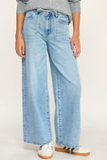 Self-Tie Wide Leg Jeans