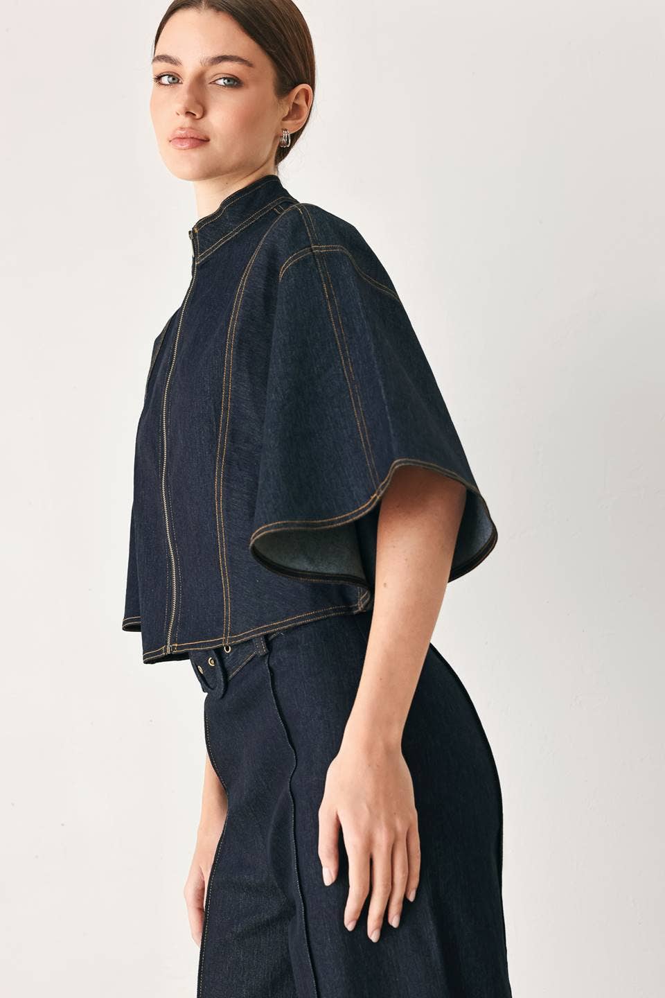 A denim capelet top - FJ1468B
