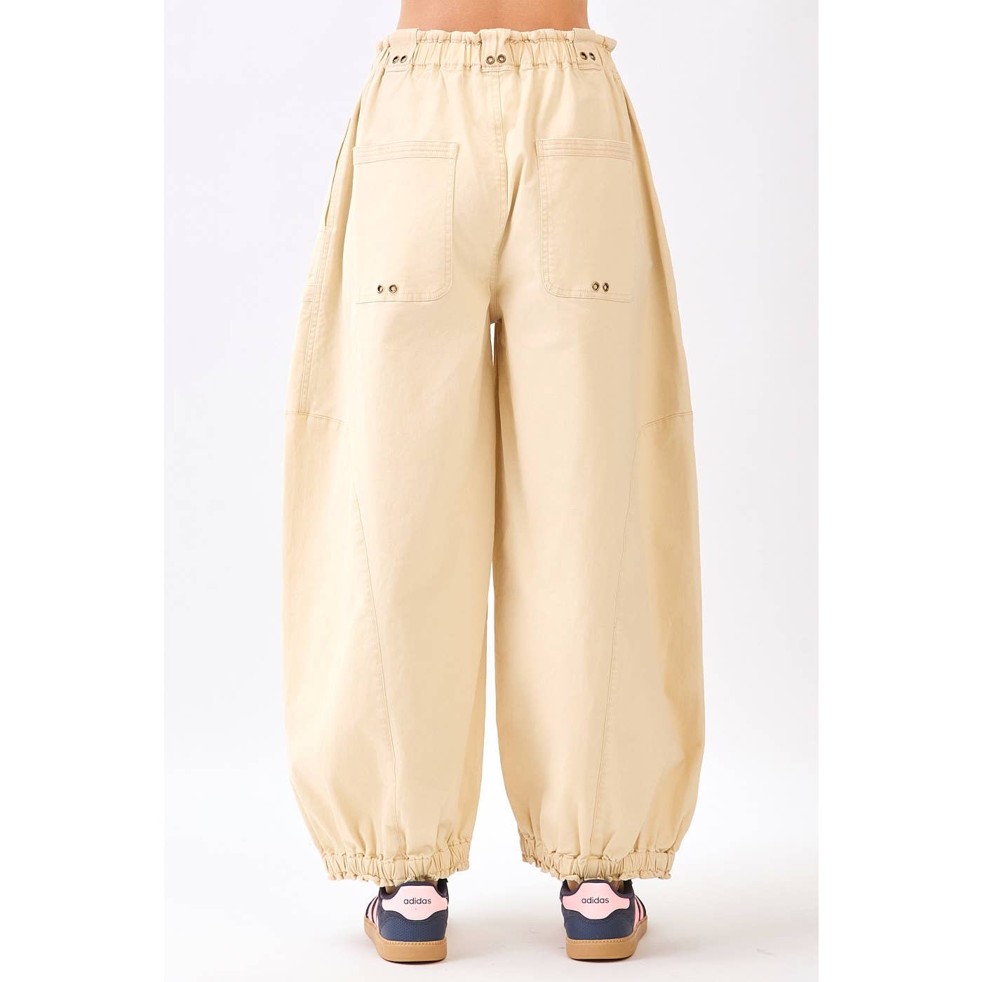 TWILL DROP POCKET PULL-ON PARACHUTE PANTS
