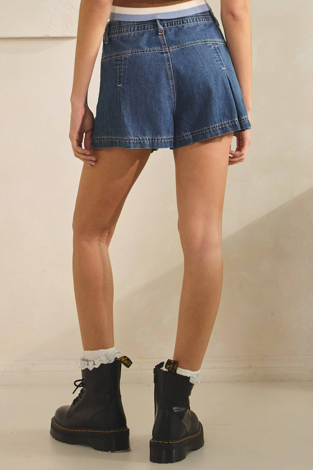 Abbie Pleated Denim Shorts