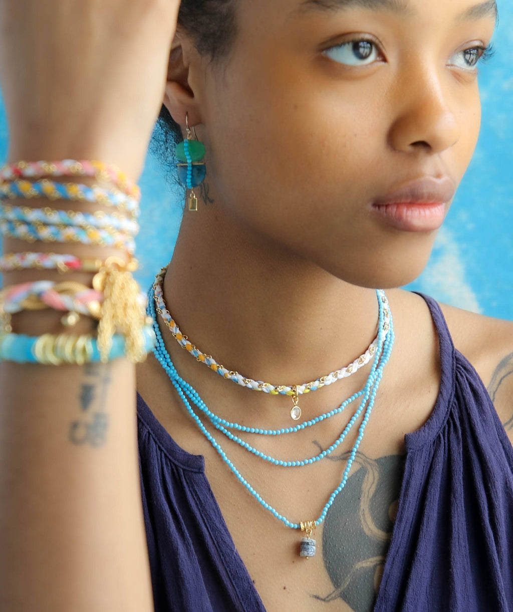 Aramis Layering Necklace in Malachite