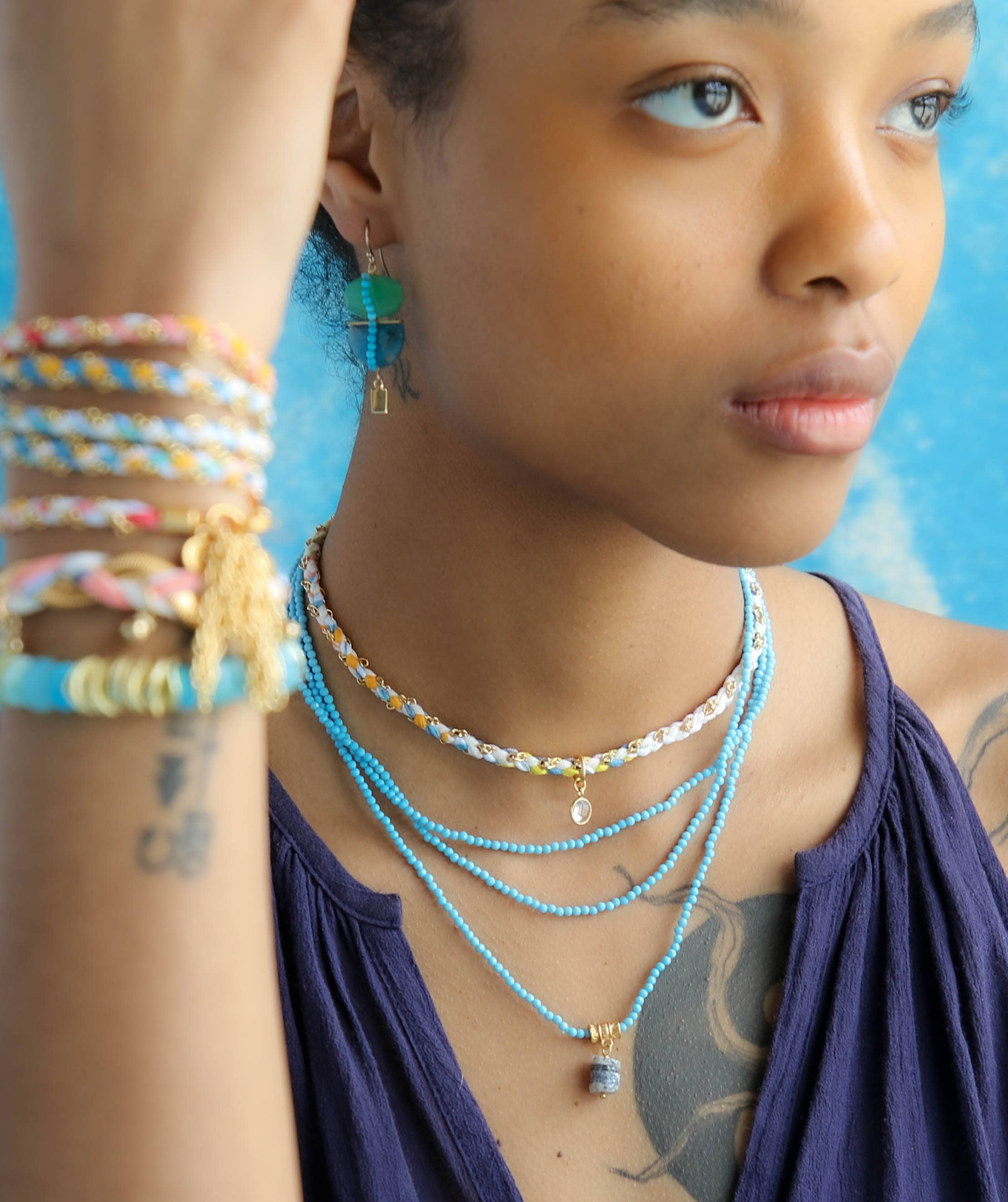 Aramis Layering Necklace in Malachite