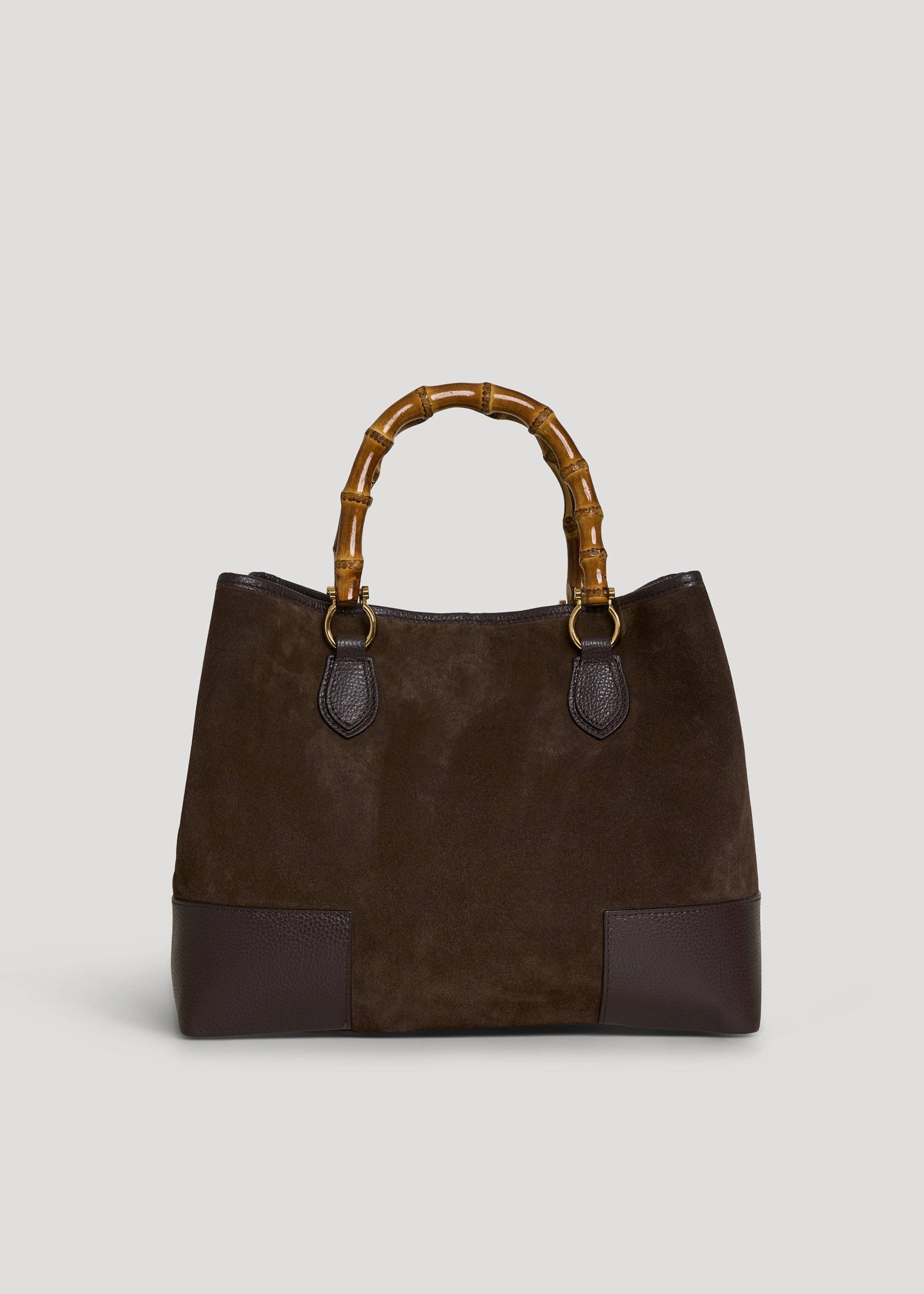 Bamboo Babe Bag in Dark Brown Suede and Leather