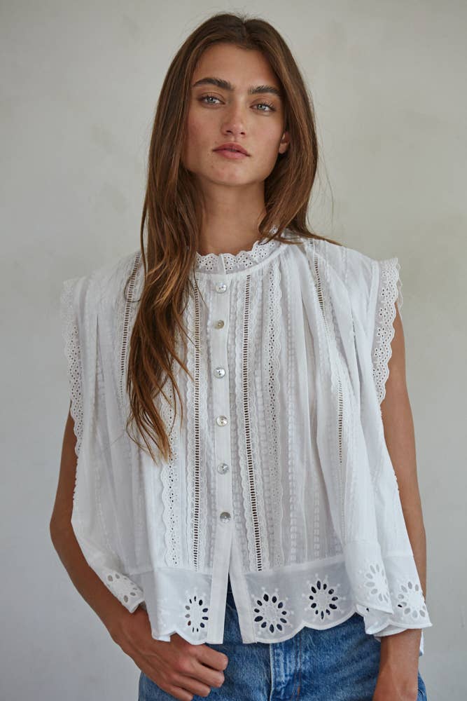 Eyelet Sleeveless Top