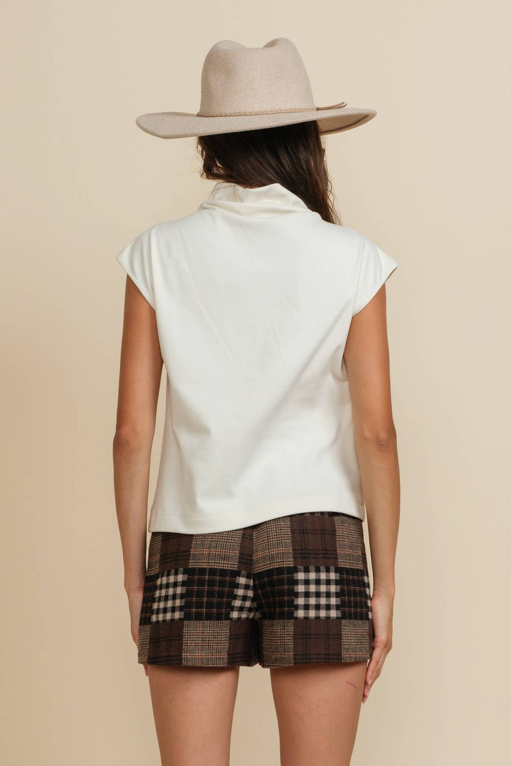 Soft Touch Brushed Knit Mock Neck Sleeveless Top