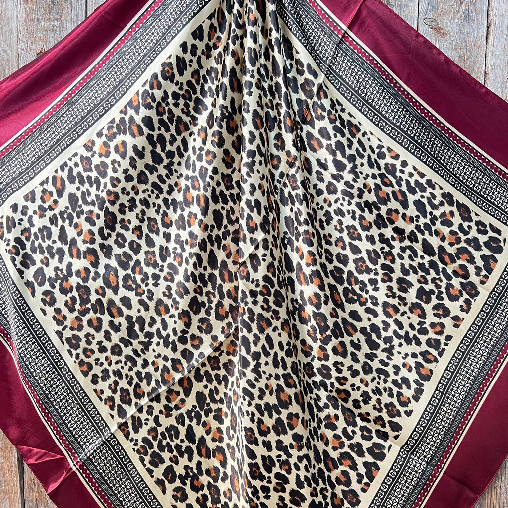 Wine Leopard Print Wild Rag/Scarf