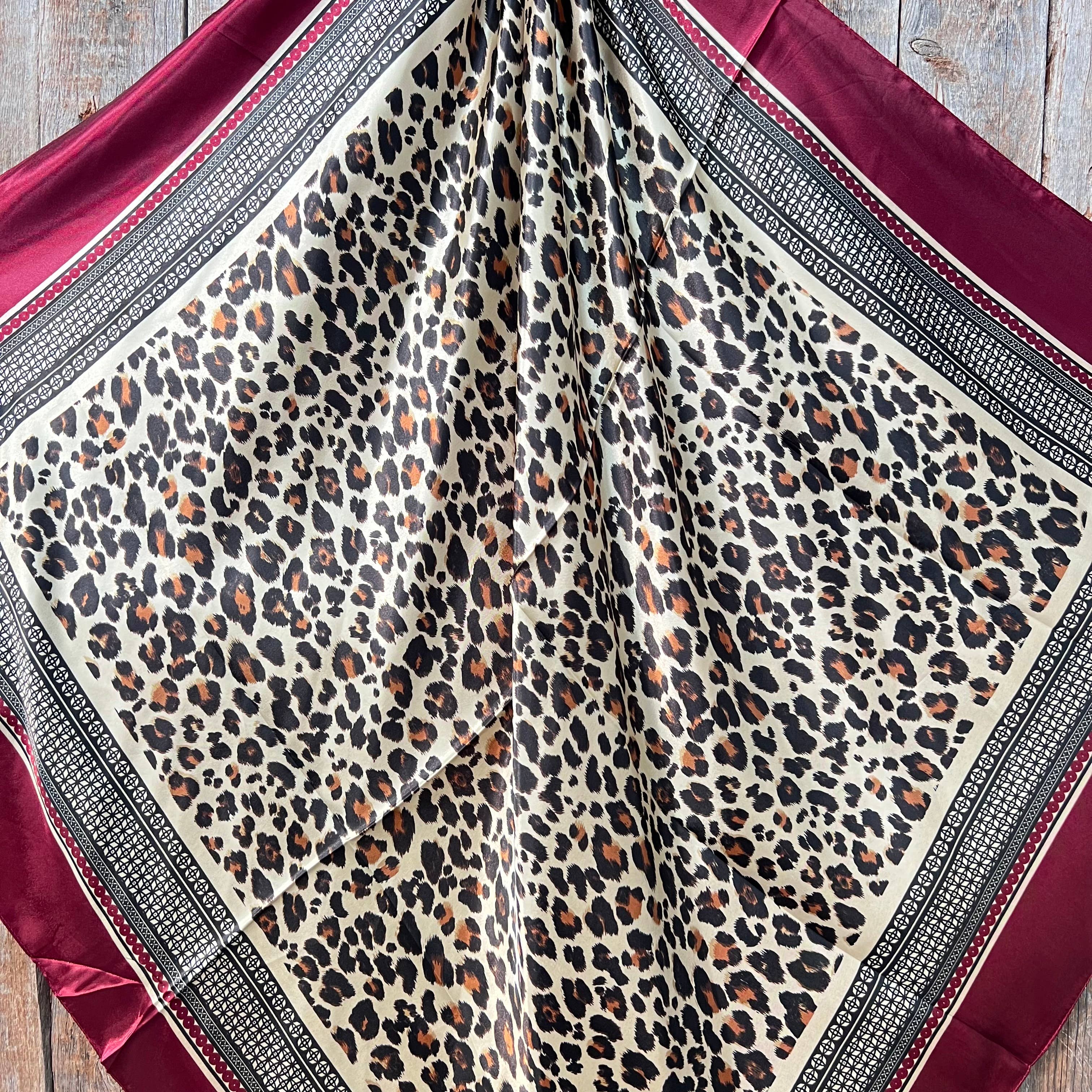 Wine Leopard Print Wild Rag/Scarf
