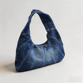 Washed Denim Ruched Tote Bag