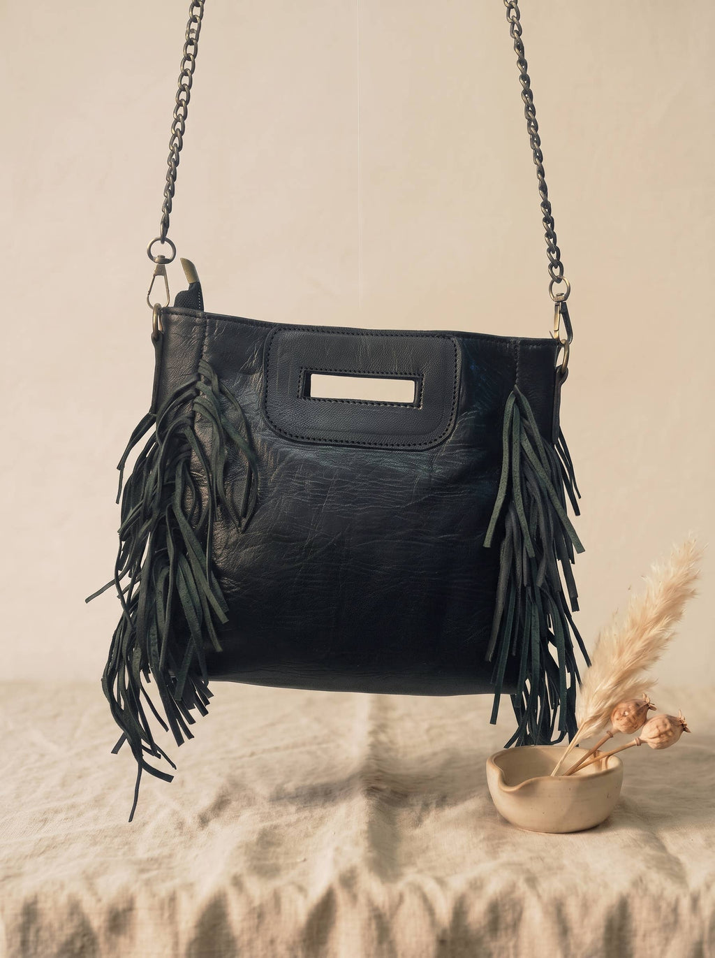 Studded fringe, Genuine Leather