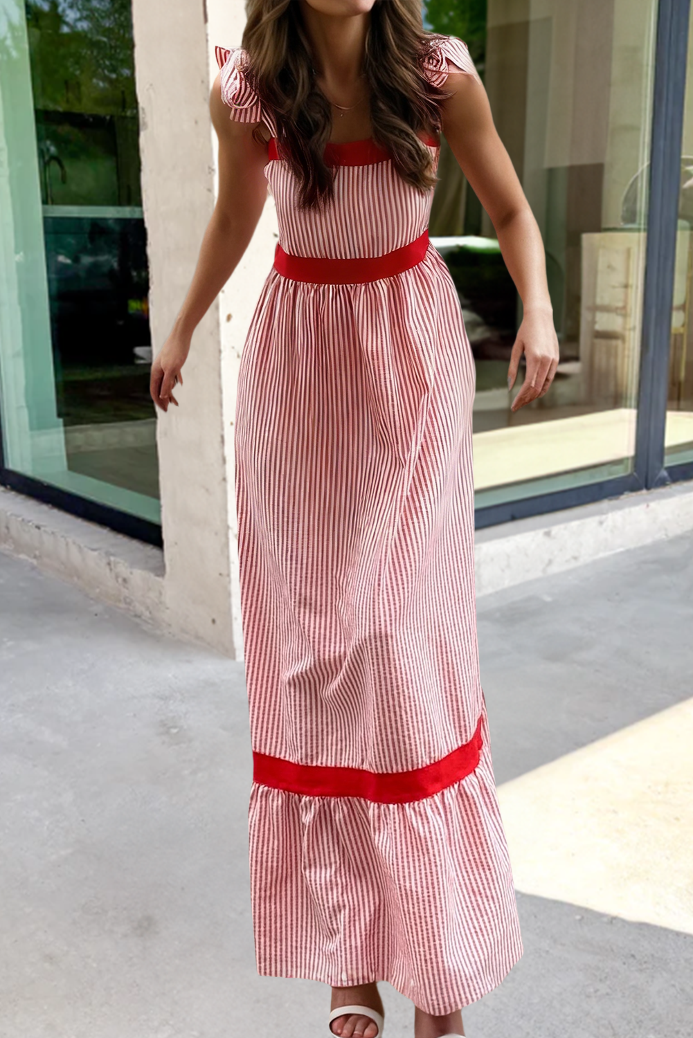 Stripe Bow Maxi Dress