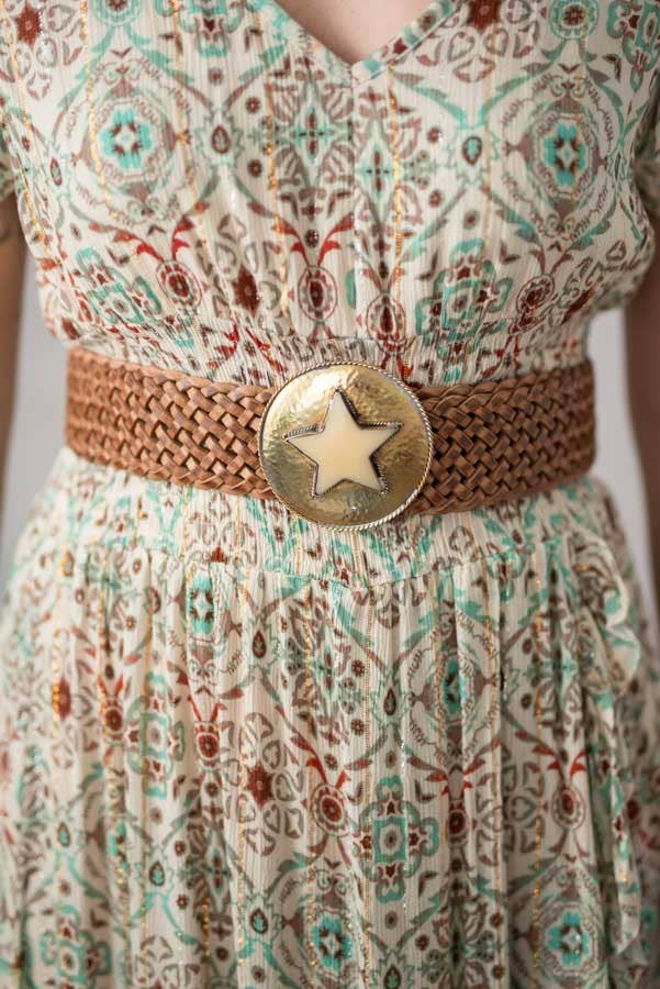 BROWN LEATHER BELT STAR