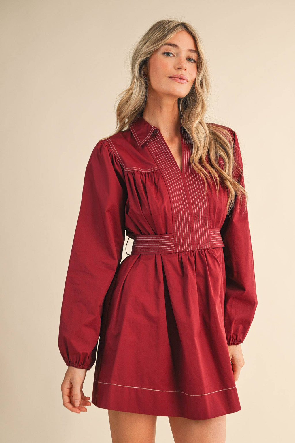 EMBROIDERED SEAM DETAIL DRESS