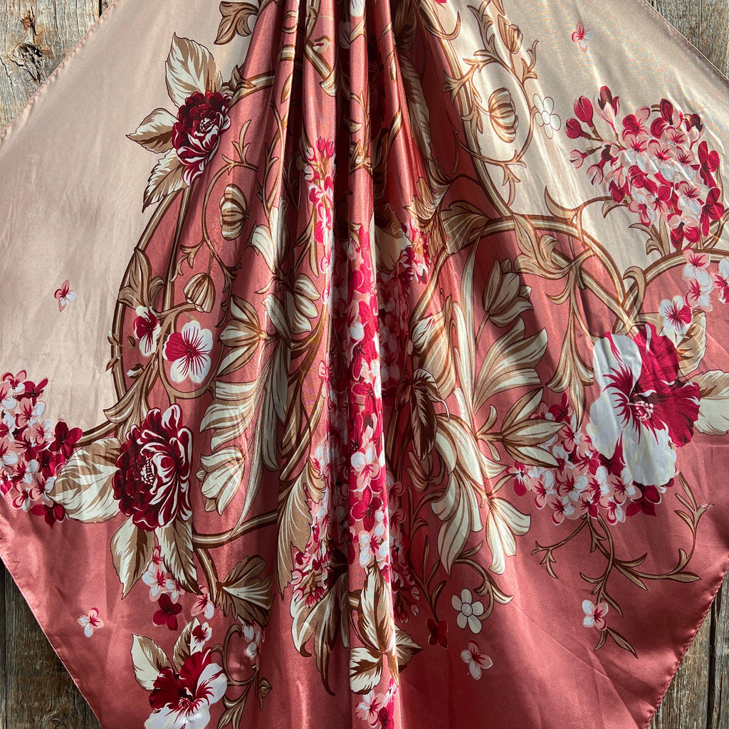 Raspberry Pink Floral Wild Rag - Western Scarf