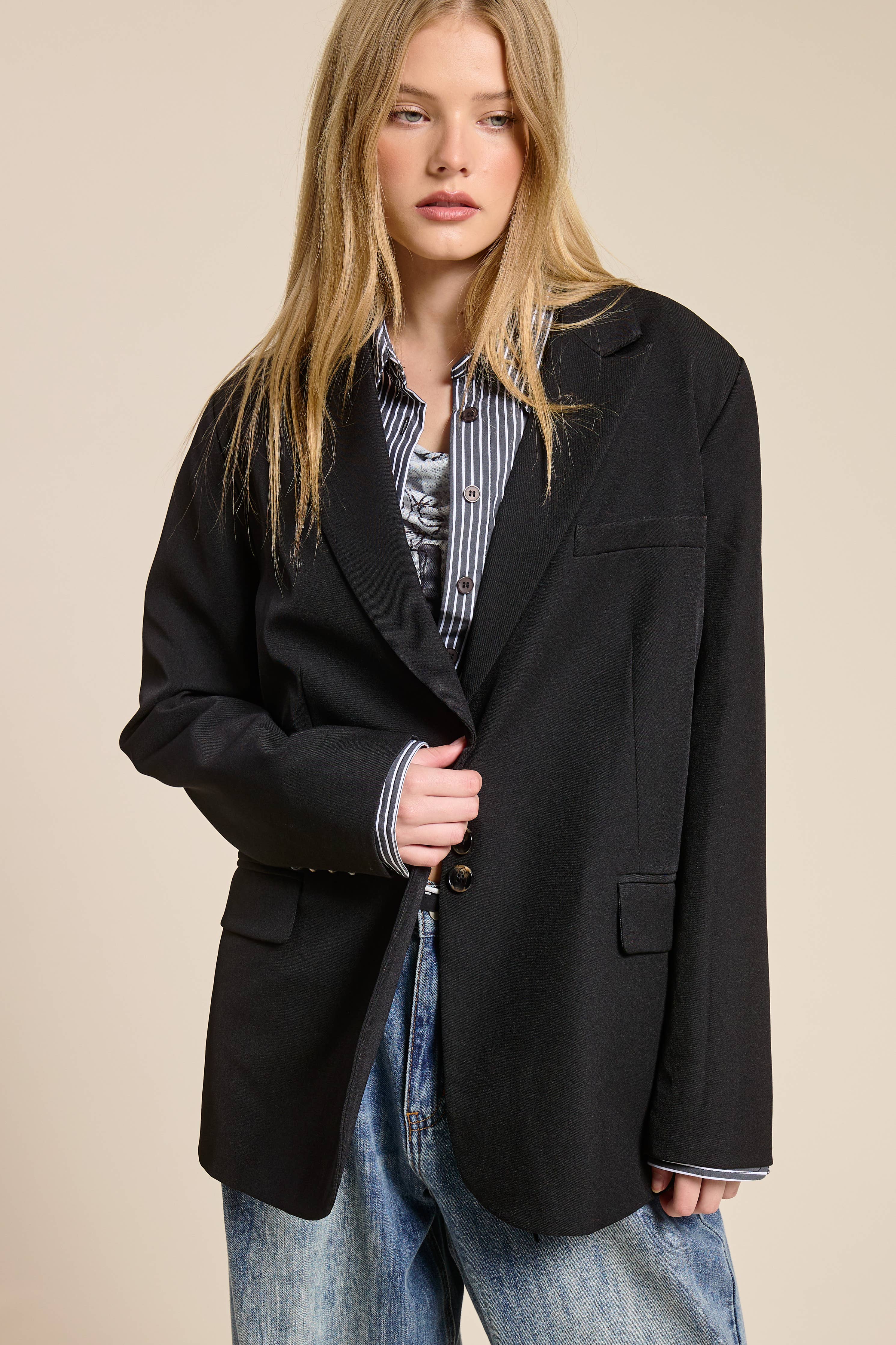 Adjustable Tie Back Blazer Jacket