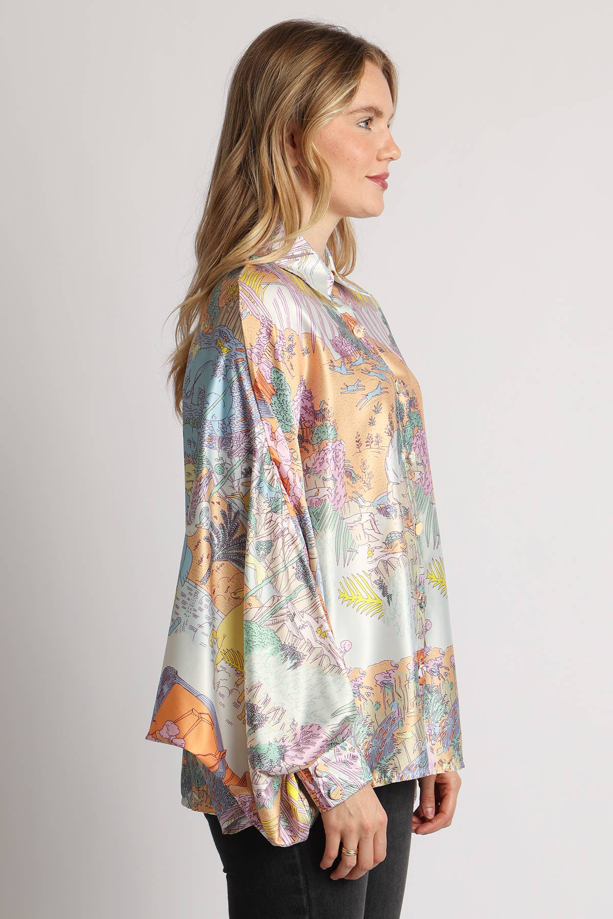 Multicolor Safari Satin Blouse