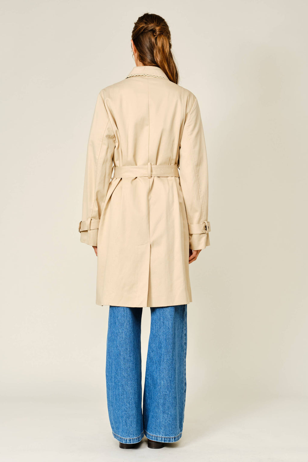 LACE BELTED MIDI TRENCH COAT
