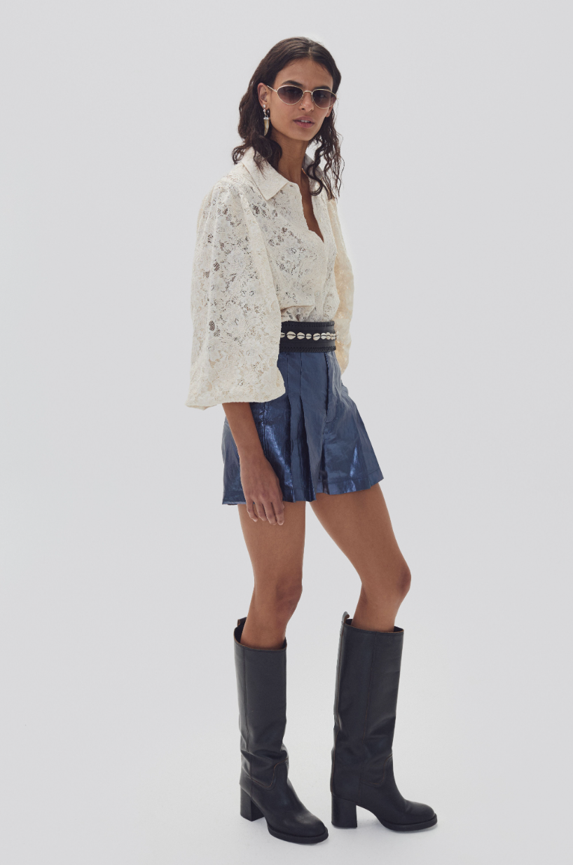 Claire Cotton Lace Shirt - Natural