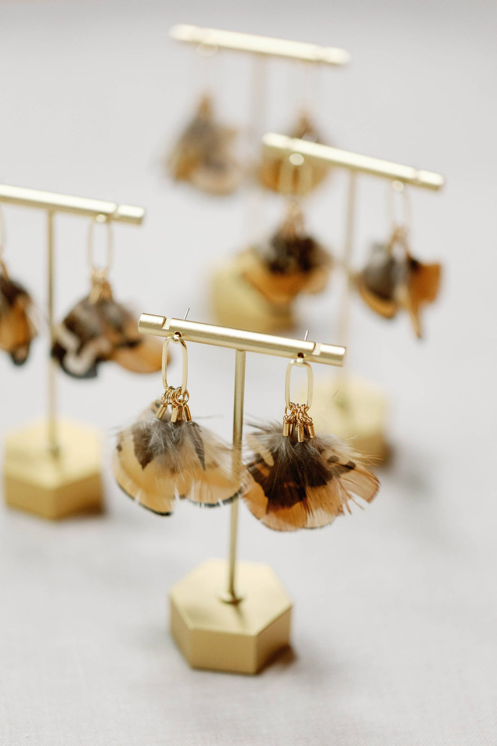 Quail Feather Fall Statement Tassel Earrings