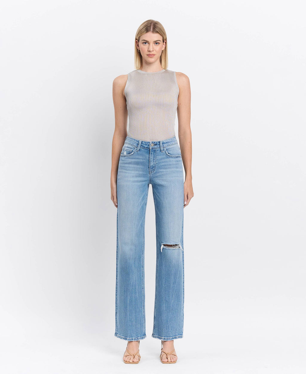 HIGH RISE SLIM WIDE JEANS