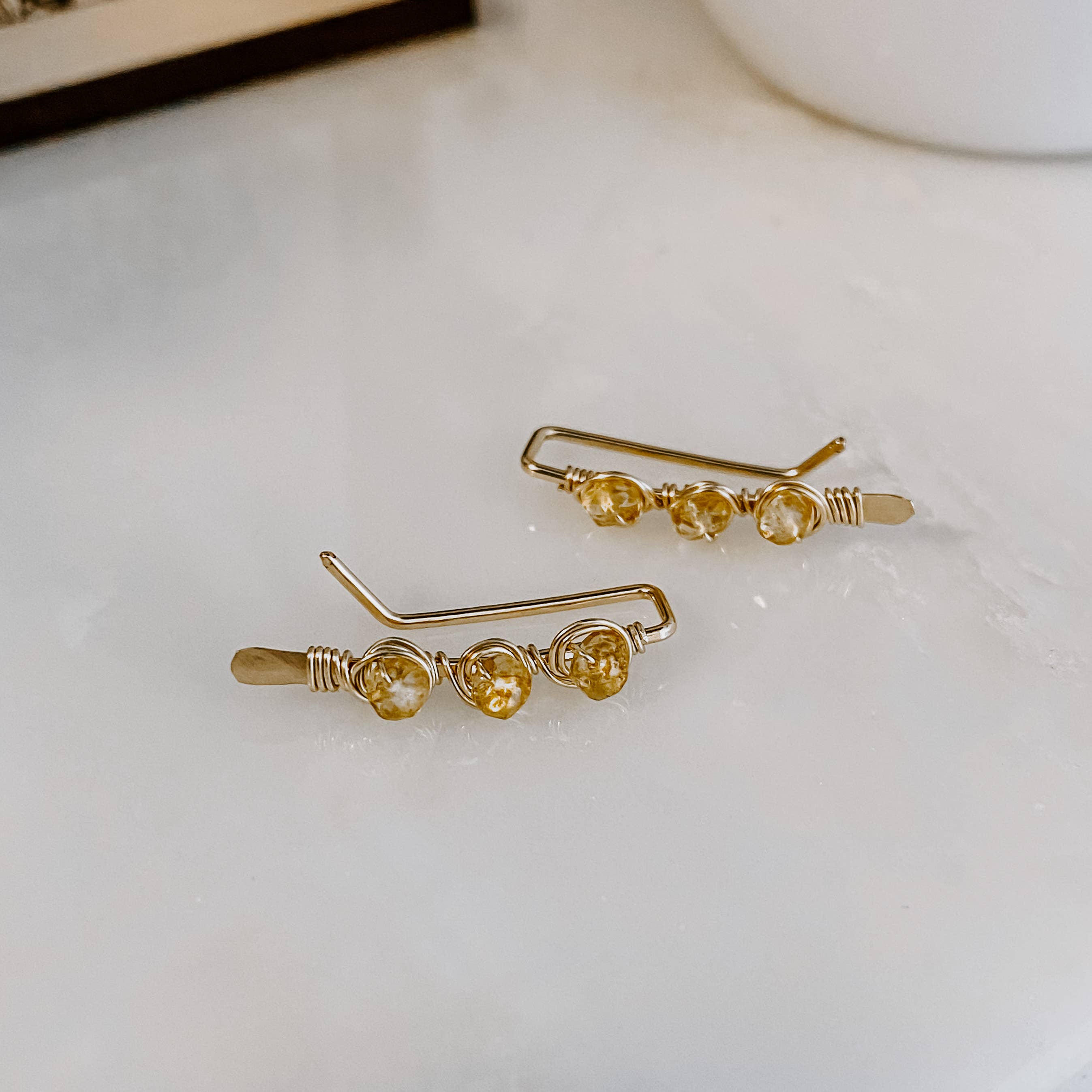 Stay Golden Citrine Ear Climbers