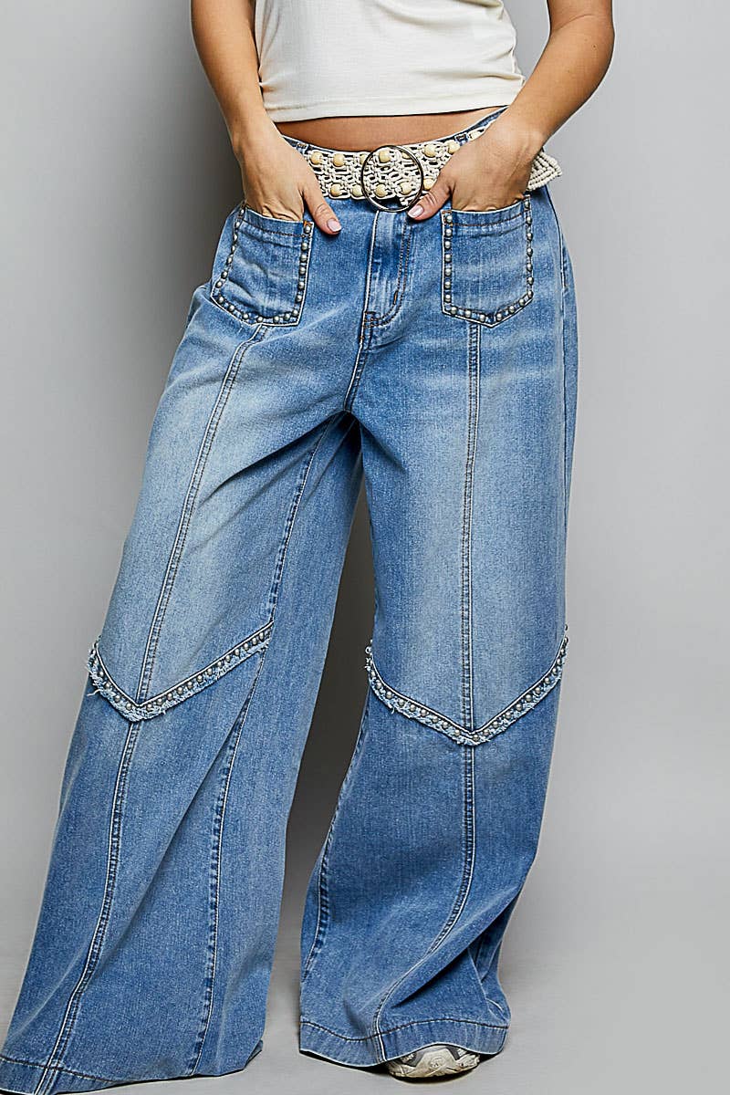 POL Vintage Washed High Rise Wide Pants