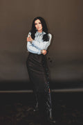 Turquoise Side Button skirt