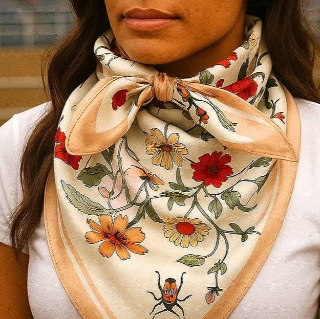 Peach and Cream Tulips and Lilies Wild Rag / Scarf
