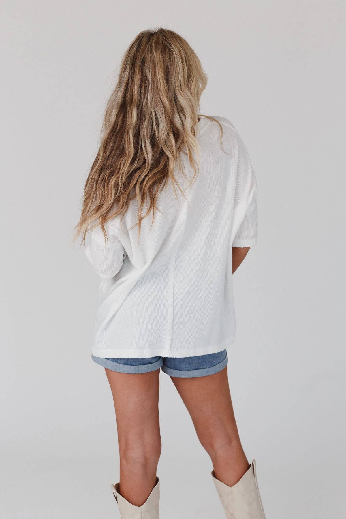V Neck Ribbed Essential Tee