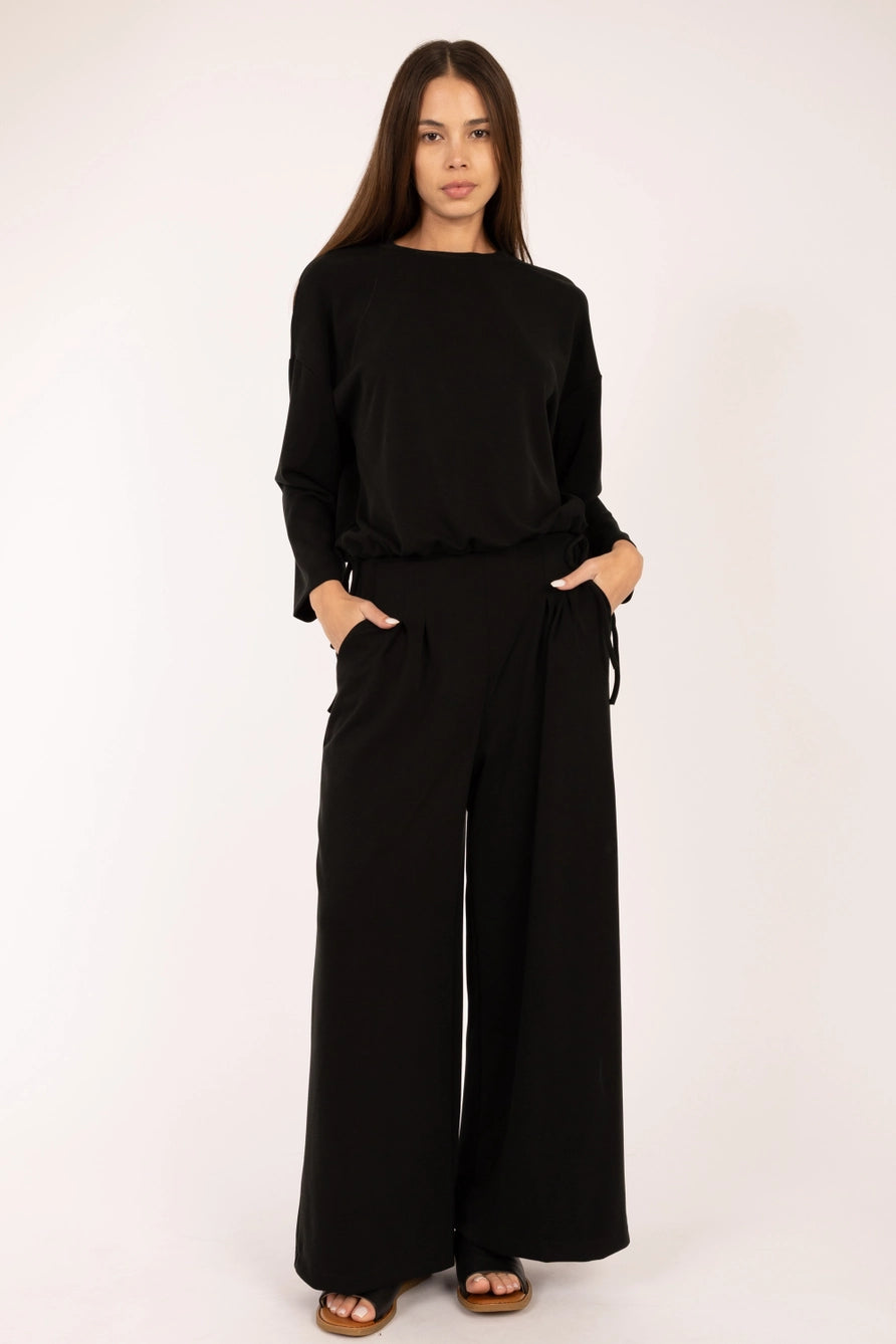 Elle Grey Lounge Bottoms  with tie sides in Charcoal Grey