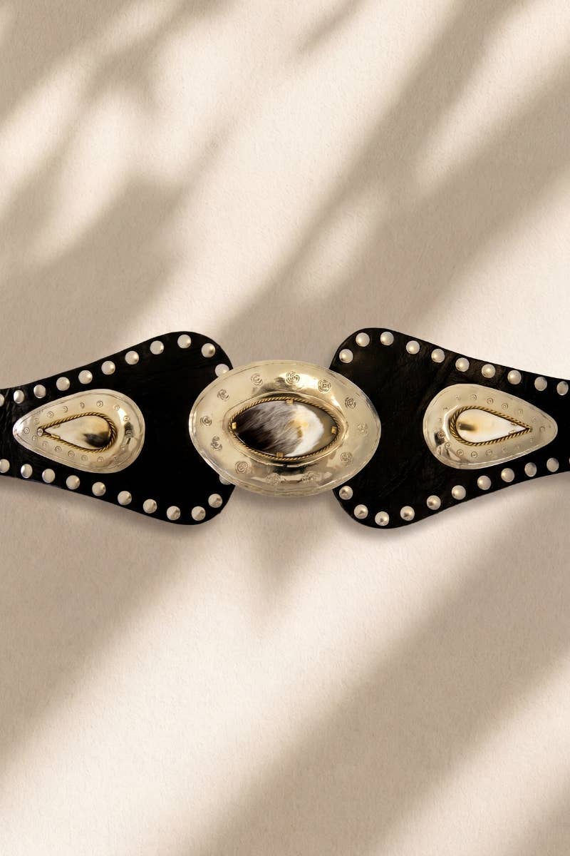 Atlas leather sash belt, Black