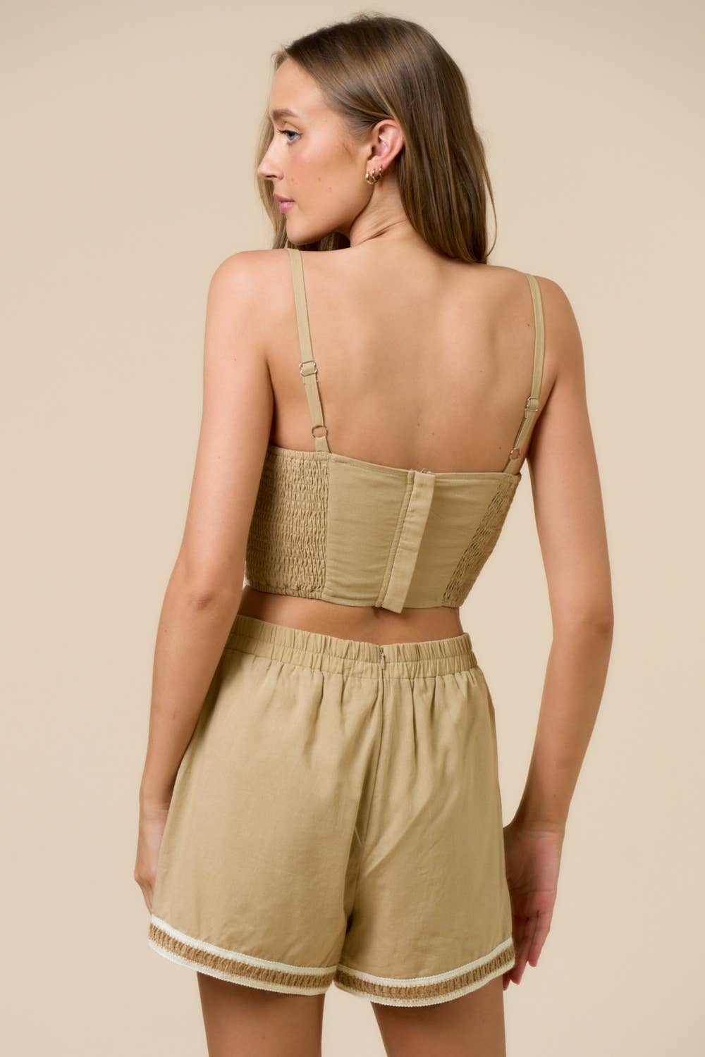 Boho Embroidered Crop Top W/ Matching Shorts Set