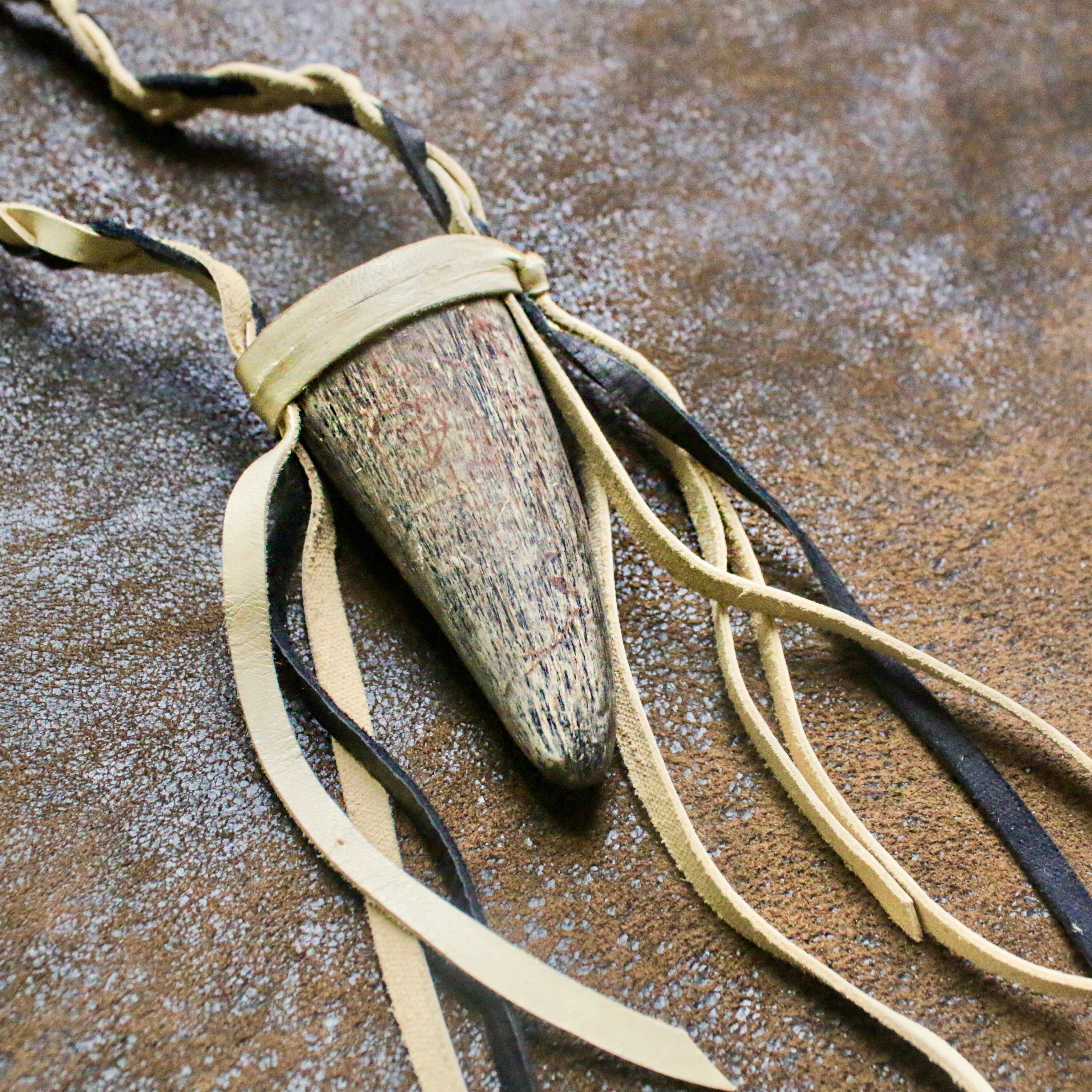 Buffalo Horn Necklace - Cream, Real Horn, Braided Necklace