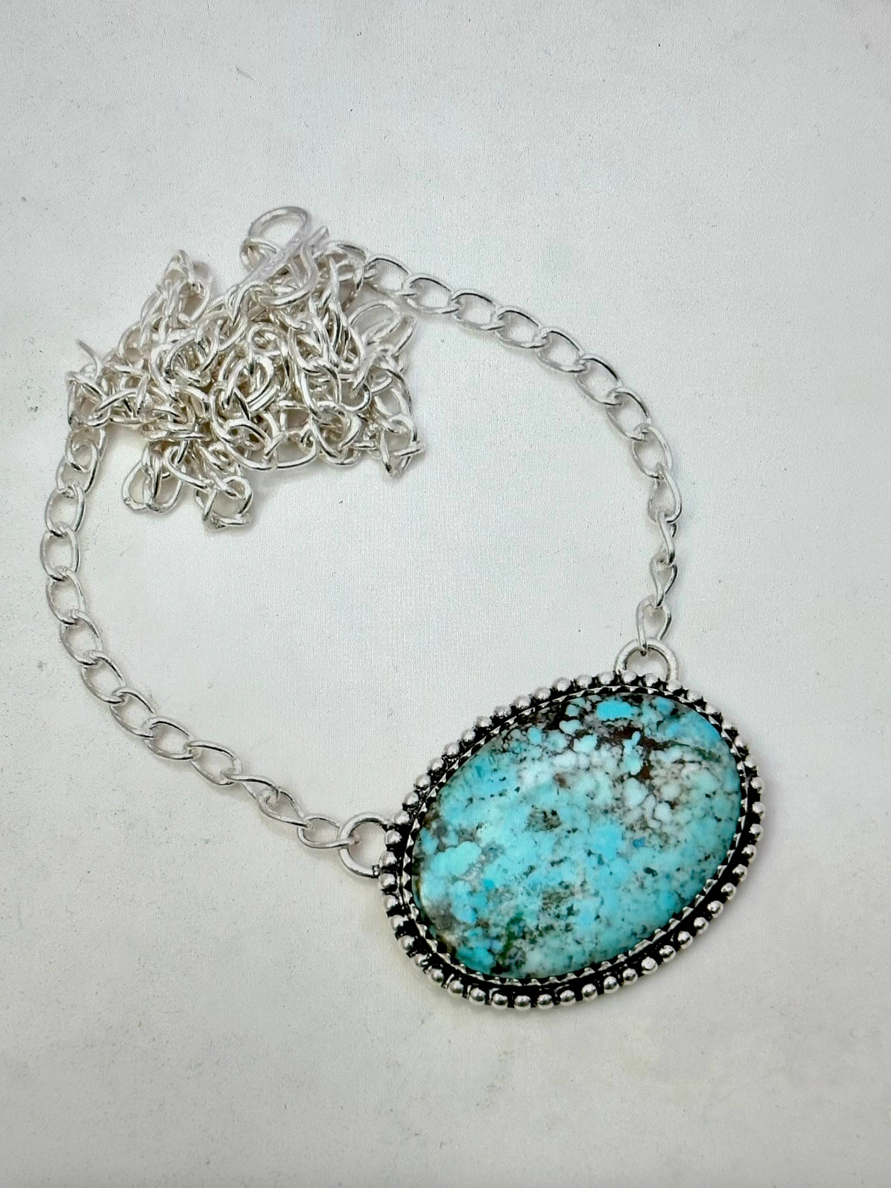 925 Sterling Silver and Genuine Turquoise Necklace