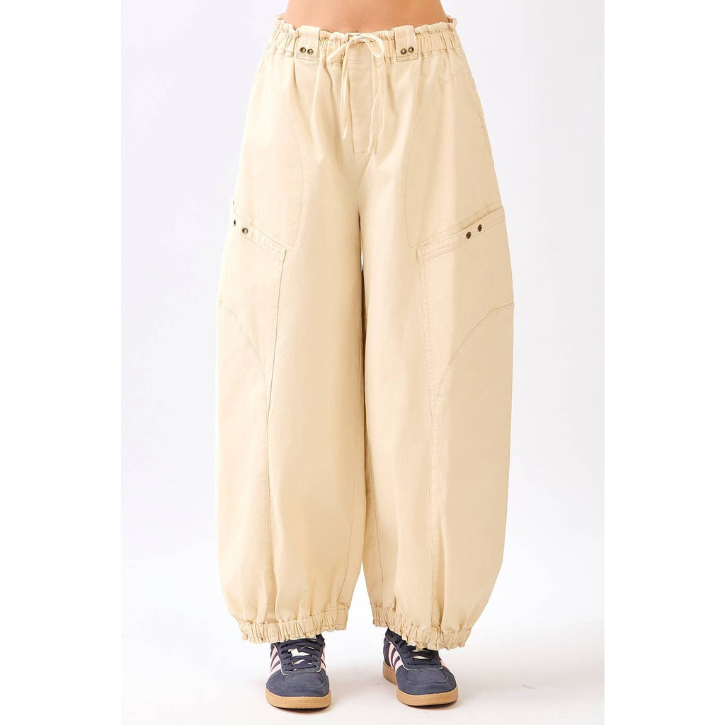 TWILL DROP POCKET PULL-ON PARACHUTE PANTS
