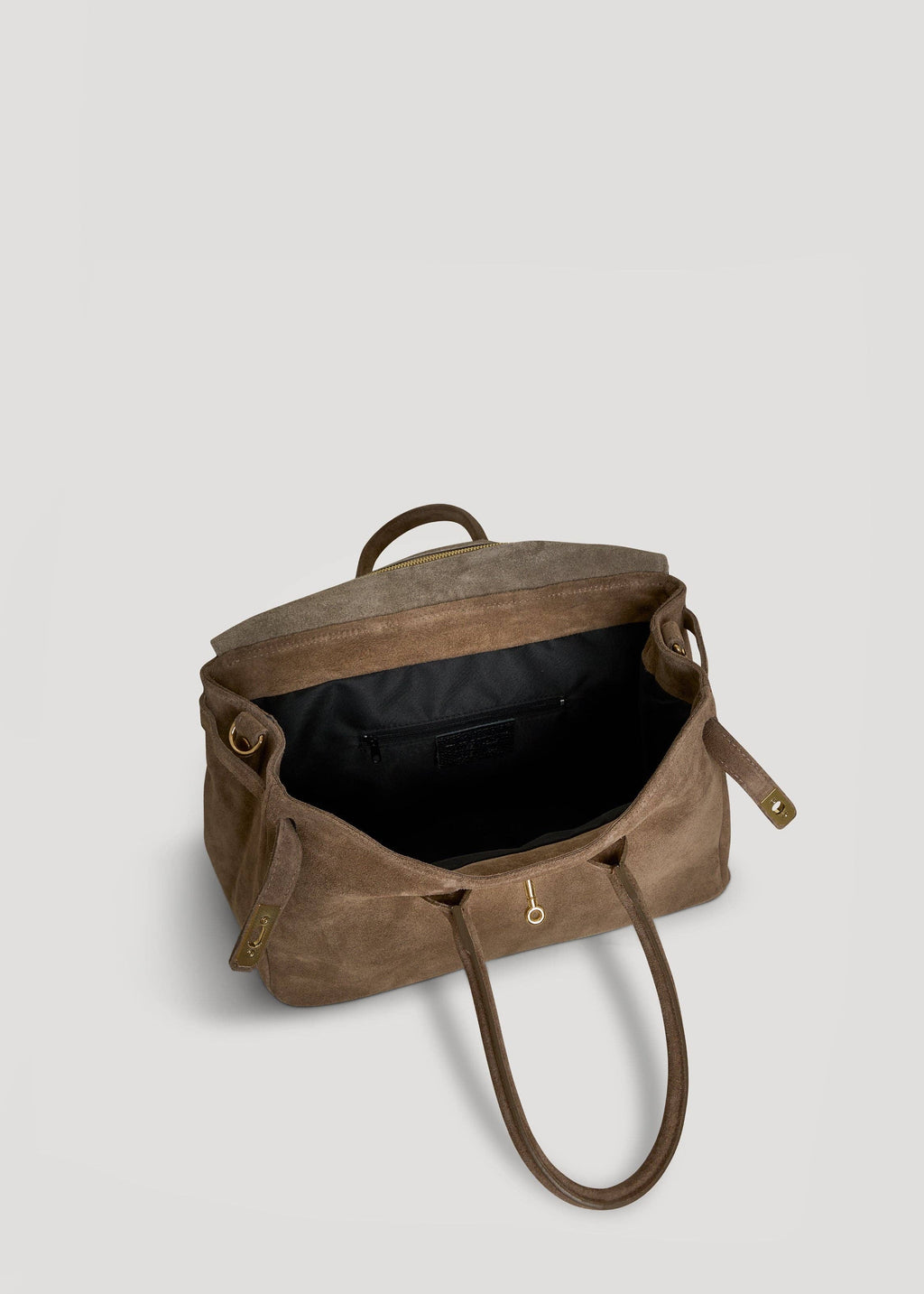 Elizabeth Bag in Taupe Suede and Togo Leather