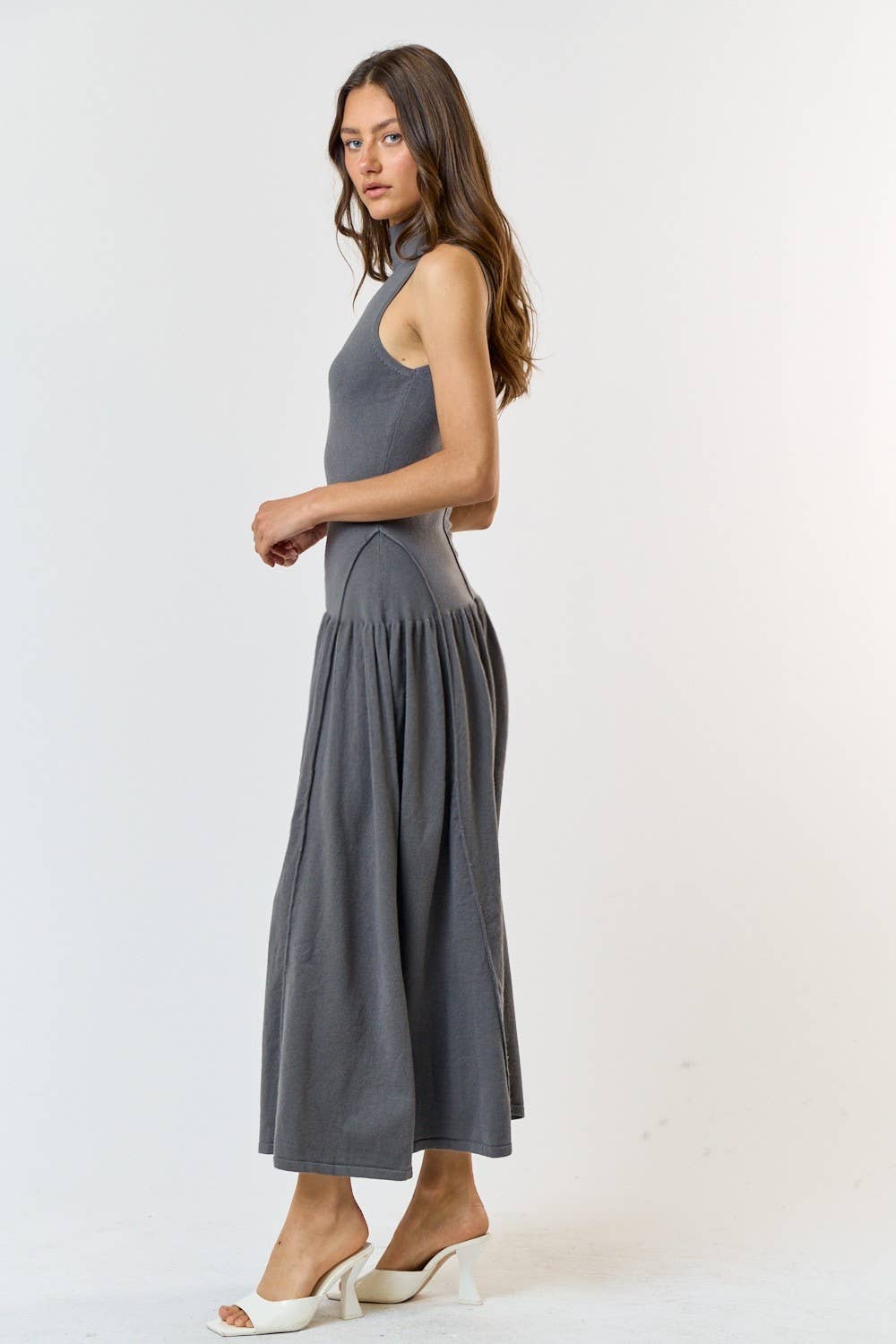 Drop Waist Mock Neck Dress