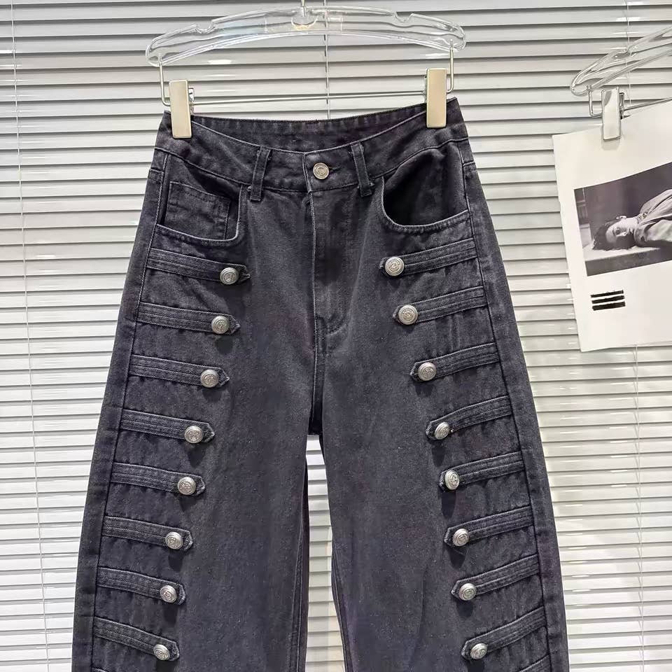 Vintage Button Detail Jeans