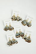 Brown Striped Fall Feather Statement Tassel Earrings