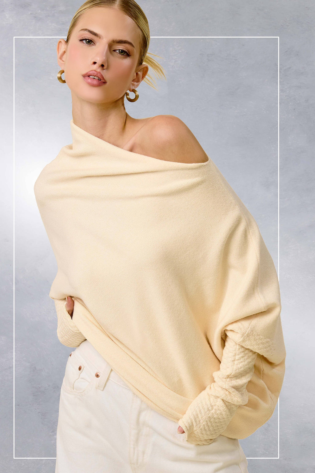 JES3621-Asymmetrical Off-Shoulder Sweater Fall Christmas