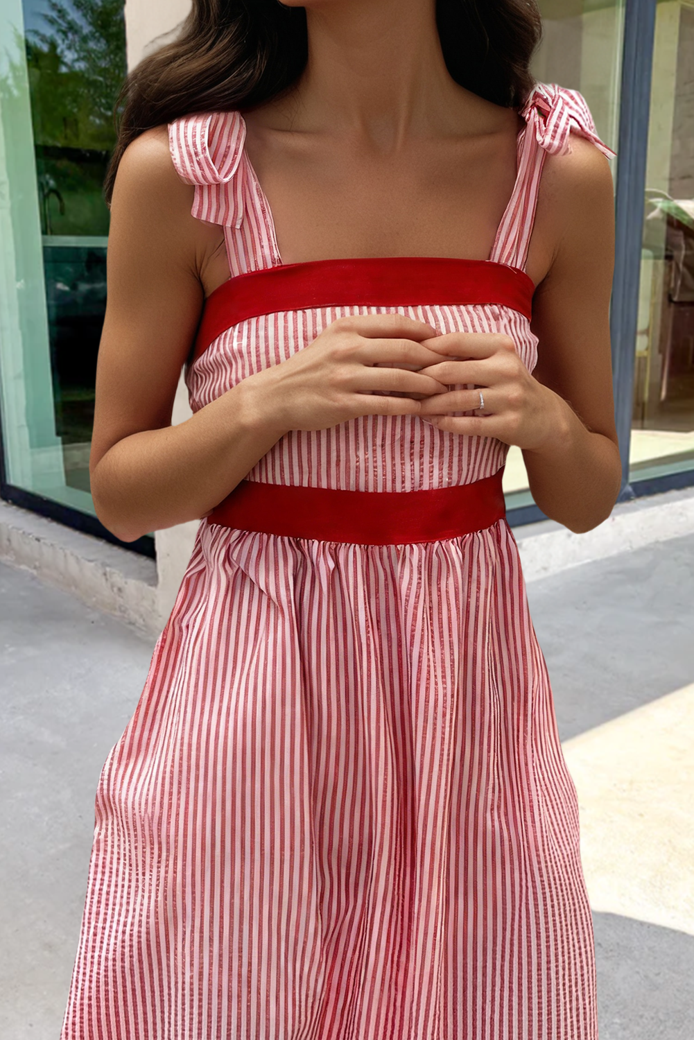 Stripe Bow Maxi Dress