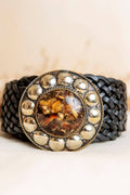 WIDE BLACK LEATHER BELT SATU