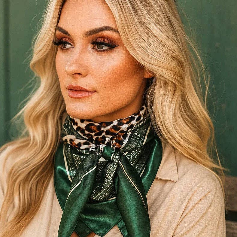 Green Animal Print Wild Rag / Scarf