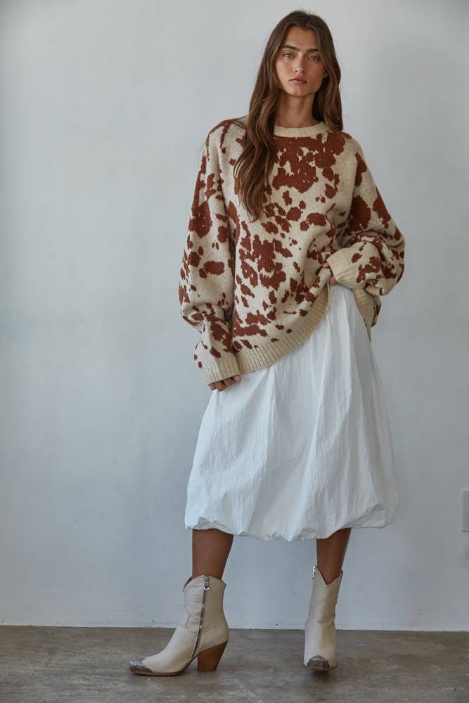 Bubble Hem A-Line Midi Skirt