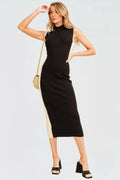 SIDE CONTRAST MIDI DRESS