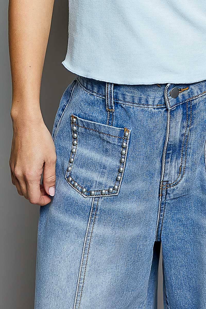 POL Vintage Washed High Rise Wide Pants